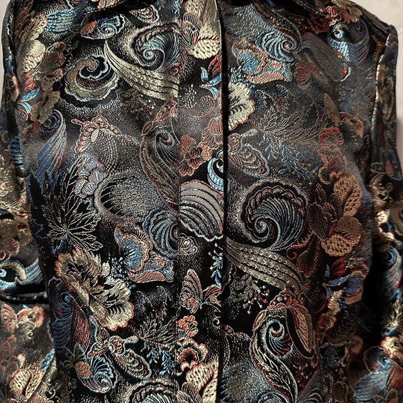 Black Satin Asian Style Blazer Jacket Size Medium - Picture 4 of 6